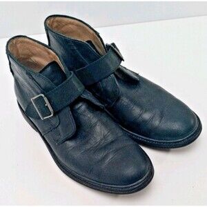 Ugg Leather Boots Buckle Strap Chukka Ankle Black Men sz 8